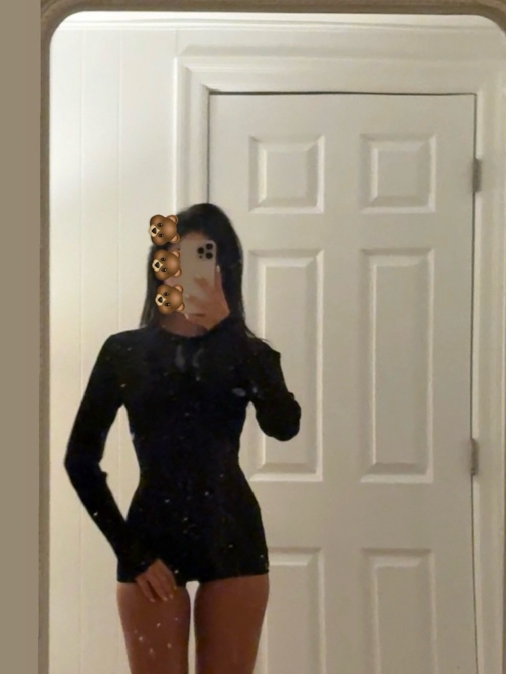 Balmain Black Long-Sleeve Sequin Romper